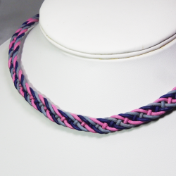 Necklace - Hand woven leather Blodwyn - Necklace - Laiton argenté